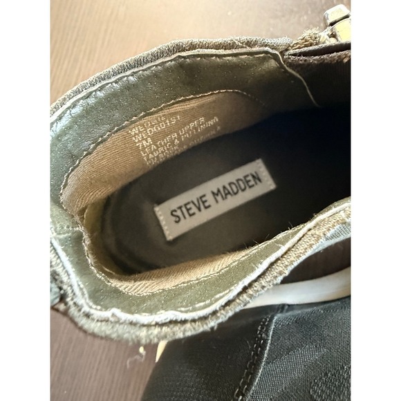 Steve Madden‎ Wedge Hidden Heel Camo Print Side Zip Fashion Sneakers 7M - Picture 6 of 11